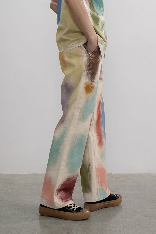 Pantalones Rectos Sueltos Pintados a Mano para Mujer