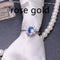 Natural Azul Moonstone Ring 925 Plateado Inlaid Live Mouth Rose Dorado Adjustable opening