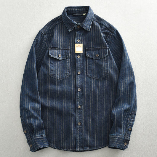 Camisa Denim a Rayas para Hombre - Estilo Ejecutivo - Image 6