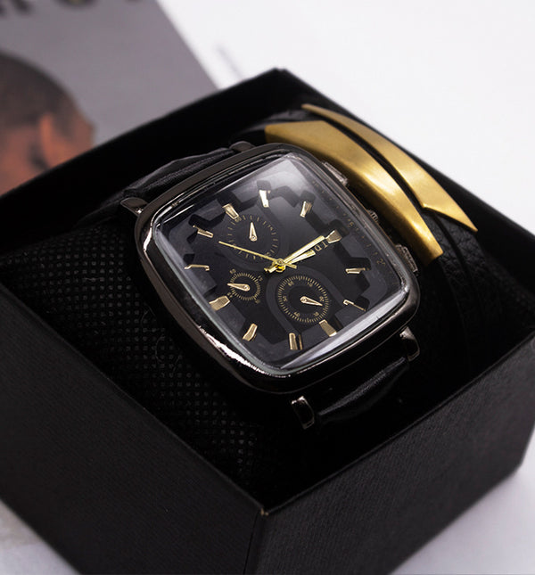 Juego de Relojes para Hombre Estilo Empresarial con Caja de Dos Piezas