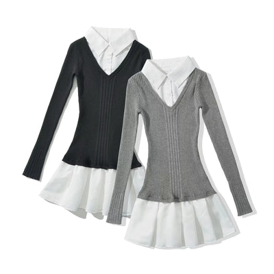 Suéter Preppy Falso Dos Piezas para Otoño e Invierno - Image 30