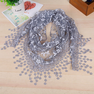 Pañuelo de Seda con Encaje y Flecos Creativos para Mujer - Image 23