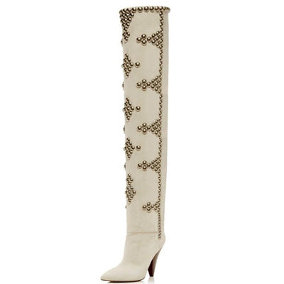 Botas Over the Knee con Tacón Cuña y Punta Studs - Image 3