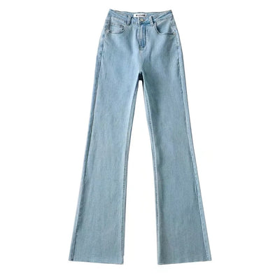 Pantalones Flare Cintura Alta con Borde Crudo - Moda Trendy para Mujer - Image 15