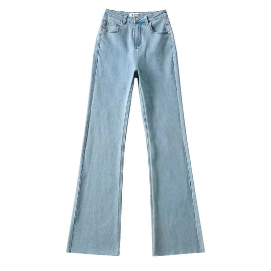 Pantalones Flare Cintura Alta con Borde Crudo - Moda Trendy para Mujer - Image 15