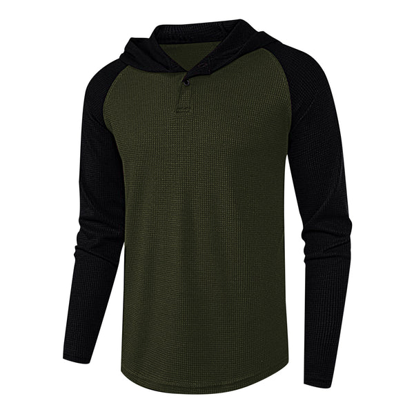 Sudadera Tipo Camisa con Capucha y Costuras Decorativas para Hombre