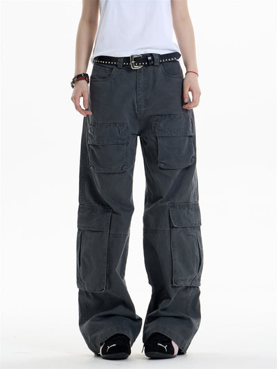 Pantalones Cargo Mujer Cintura Alta Pierna Ancha Casual - Image 16