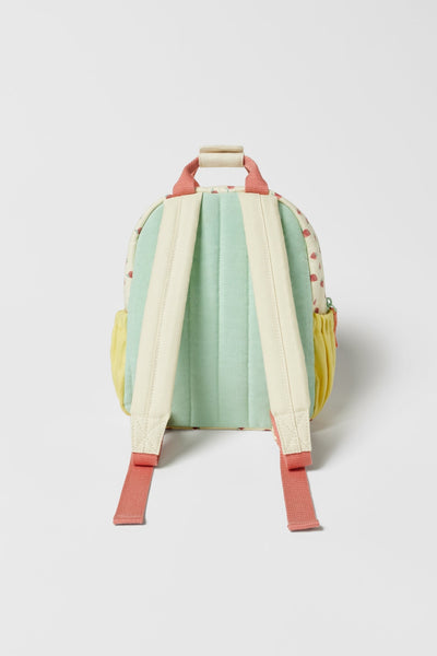 Mochila Escolar Infantil de Lona Algodón con Estampado Fresa Multicolor - Image 9