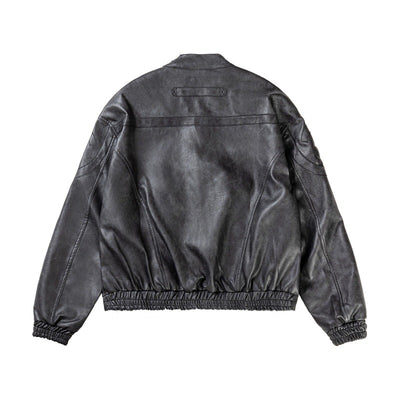 Chaqueta Motociclista de Cuero PU con Efecto Mármol y Cuello Alzado - Image 7