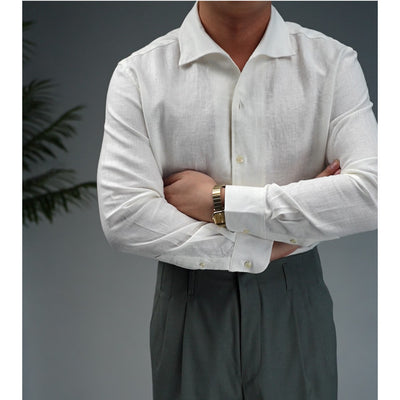 Camisa Ejecutiva de Lino Hombre - Cuello Clásico Manga Larga Transpirable - Image 2
