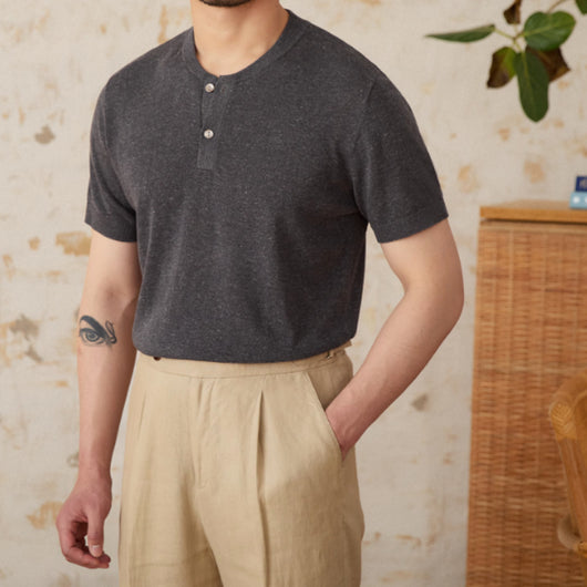 Suéter de Lino Mezclado Estilo Old Money para Hombre