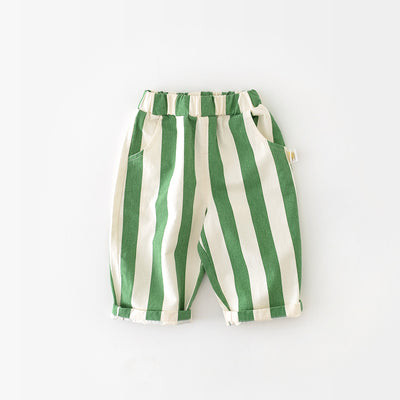 Pantalones Casuales Infantiles de Cintura Alta con Rayas de Primavera - Image 4