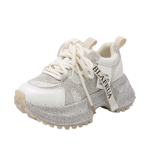 Tenis Deportivos Brillantes con Lentejuelas, Diseño Plateado y Rojo con Cristales - Image 36