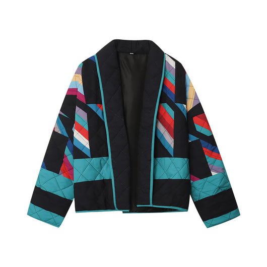 Chaqueta Acolchada de Algodón con Estampado y Costuras Decorativas para Mujer - Image 10