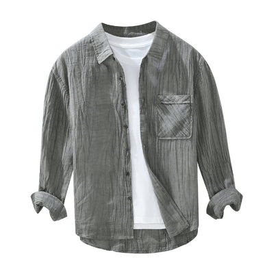 Camisa de Lino y Algodón con Solapas Plisadas - Estilo Retro Casual Holgado - Image 5