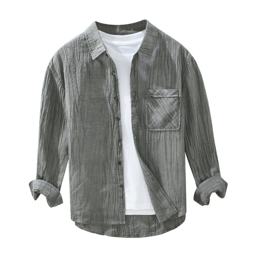 Camisa de Lino y Algodón con Solapas Plisadas - Estilo Retro Casual Holgado - Image 5