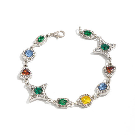 Collar Conjunto de Cruz y Estrella con Piedras de Gema Coloridas para Hombre - Image 8