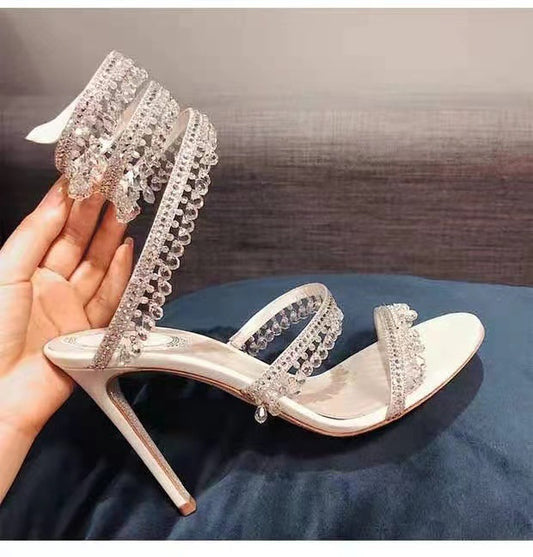 Tacones Altos Serpiente con Cristales y Pedrería Brillante
