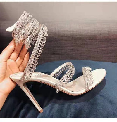 Tacones Altos Serpiente con Cristales y Pedrería Brillante