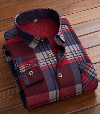 Camisa Cálida Acolchada de Terciopelo para Hombre Talla Grande - Image 34