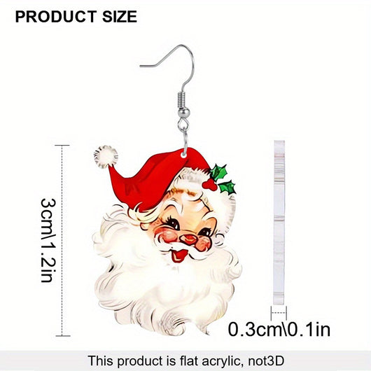 Aretes Colgantes de Papá Noel en Acrílico - Diseño Navideño Adorable - Image 4