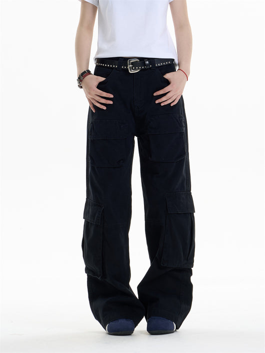 Pantalones Cargo Mujer Cintura Alta Pierna Ancha Casual - Image 18