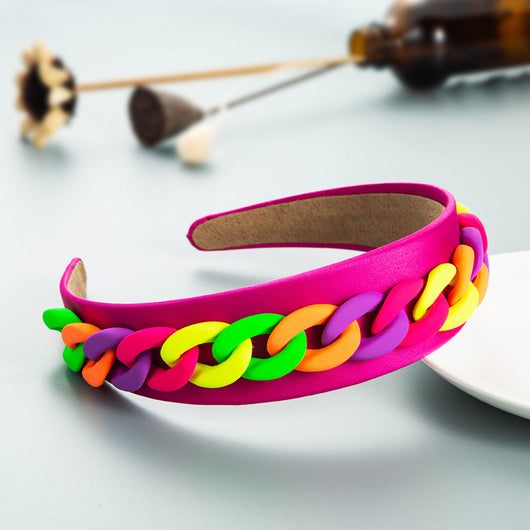 Diadema Ancha con Cadena de Colores Macaron para Mujer - Image 5