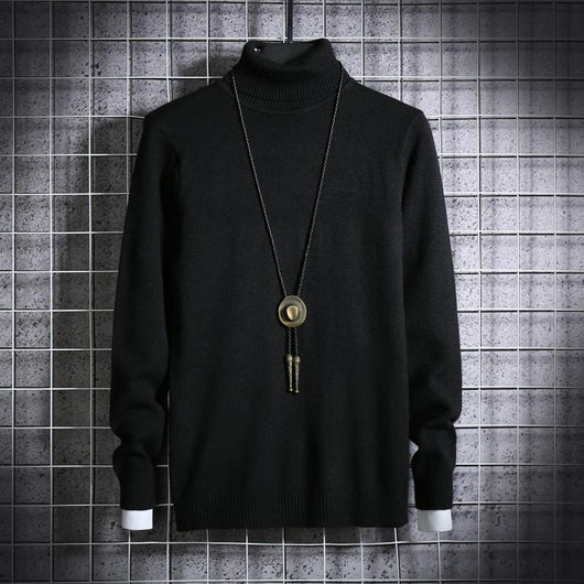 Suéter Cuello Alto Hombre Talla Grande - Pullover Liso y Versátil - Image 3