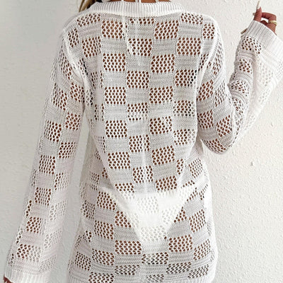 Blusa Tejida Calada de Manga Larga Estilo Europeo - Image 4