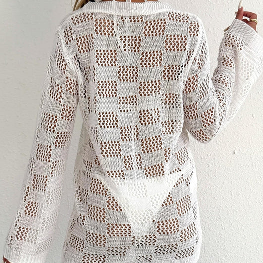 Blusa Tejida Calada de Manga Larga Estilo Europeo - Image 4