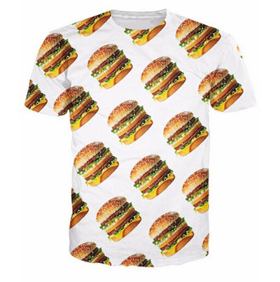 Camiseta Estampada 3D Hamburguesa Manga Corta