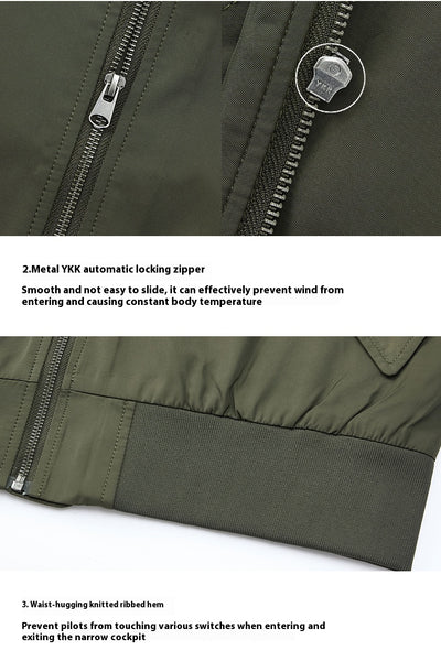 Chaqueta Piloto Holgada con Cuello Beisbolero para Hombre - Image 9