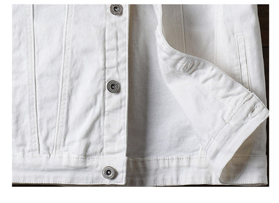 Chaqueta Vaquera Hombre Blanca Ajustada Estilo Coreano - Image 17