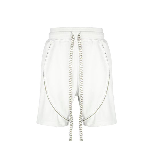 Shorts de Algodón Terry Blanco Puro con Cordón Ajustable para Hombre