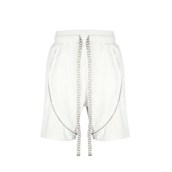 Shorts de Algodón Terry Blanco Puro con Cordón Ajustable para Hombre