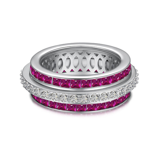 Anillo de Plata Esterlina S925 con Diamantes Incrustados y Rotación Descompresiva para Mujer - Image 5
