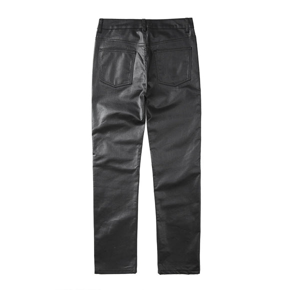 Pantalones Casuales de Hombre con Cierre y Tela Encerada