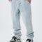 Calça Jeans Masculina Reta Folgada Barra Desfiada Lavagem Clara