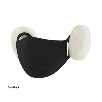Pink ear-mounted warm mask with plush off-white ear protection, made from cotton for winter and autumn. - Image 13