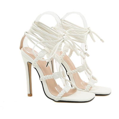 Sandalias de Tacón Super Alto con Punta Cuadrada y Tiras Trenzadas - Image 7
