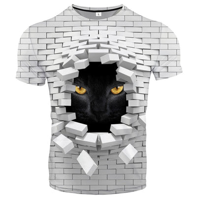 Camiseta Unisex Estampado 3D Gato Harajuku - Manga Corta Casual - Image 11
