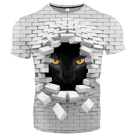 Camiseta Unisex Estampado 3D Gato Harajuku - Manga Corta Casual - Image 11