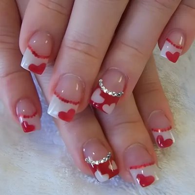 Set de 24 Uñas Postizas con Diseños de Mariposas, Flores y Estampado Vaca con Cristales - Image 18