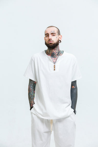 Camiseta Hombre Algodón y Lino Suelta - Image 11