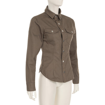 Camisa Denim Slim Fit con Solapa Plisada para Mujer - Image 11