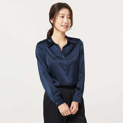 Blusa de Seda Satinada Manga Larga para Mujer - Image 16