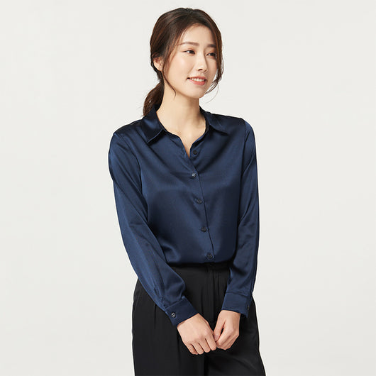 Blusa de Seda Satinada Manga Larga para Mujer - Image 16