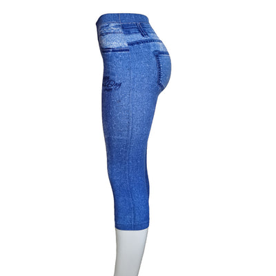 Leggins Tipo Denim Estampado Cintura Alta con Máxima Elasticidad - Image 9