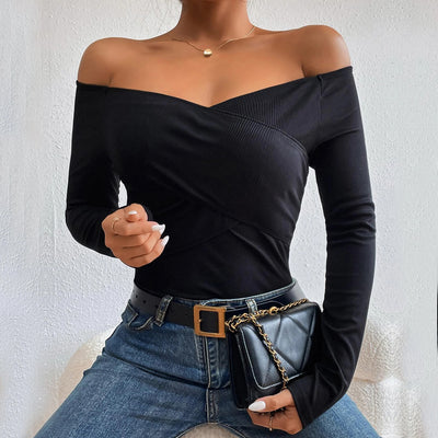 Blusa Elegante Fuera del Hombro Ajustada de Manga Larga - Image 4