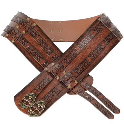 Cinturón Ancho Vikingo Nórdico Retro con Relieve Grabado para Hombre - Image 12